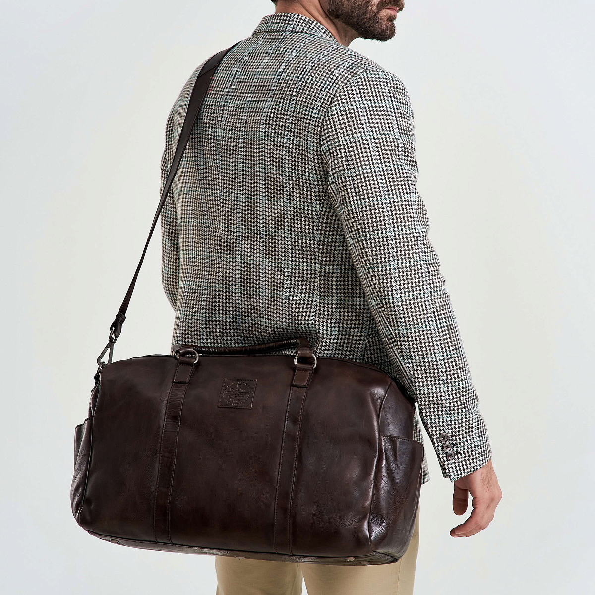 Сумка дорожная Dr.Koffer из натуральной кожи коричневая