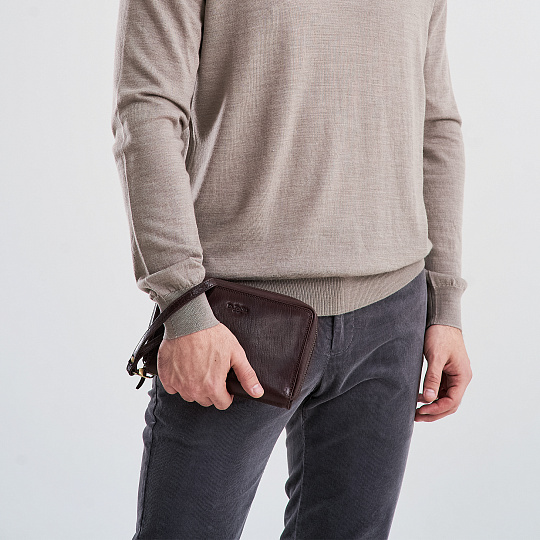 Сумка барсетка из натуральной кожи Dr. Koffer коричневая