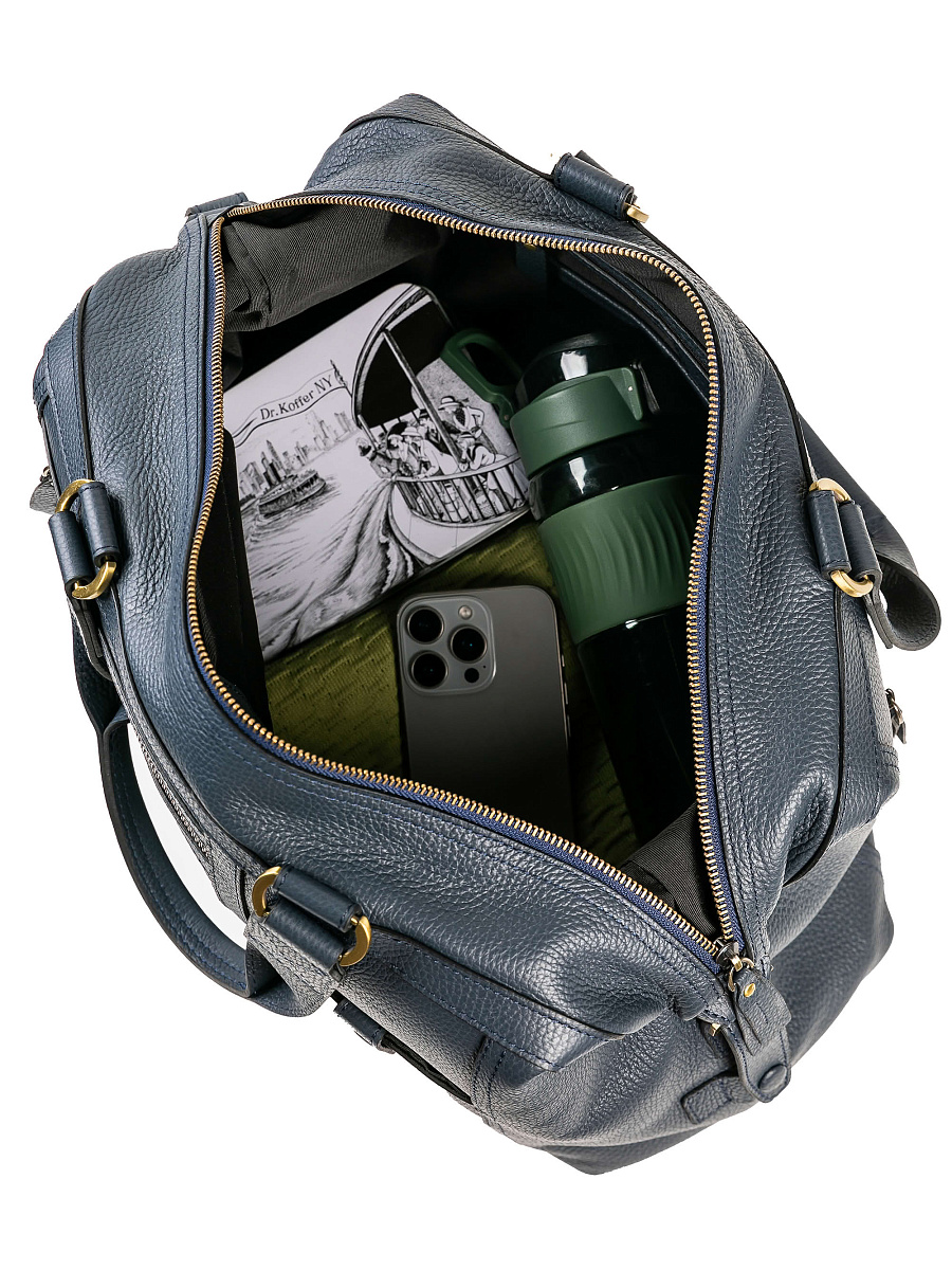 Дорожная сумка Dr. Koffer из натуральной кожи синяя