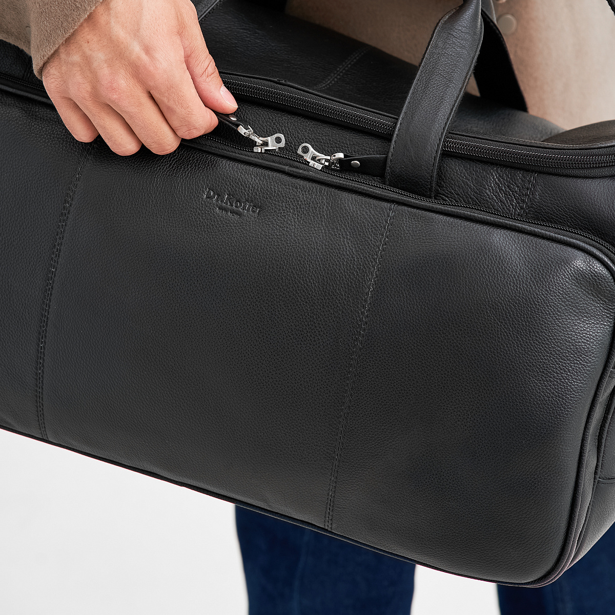 Сумка дорожная Dr.Koffer из натуральной кожи черная