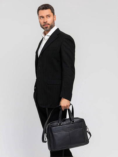 Деловая сумка Dr.Koffer из натуральной кожи черная
