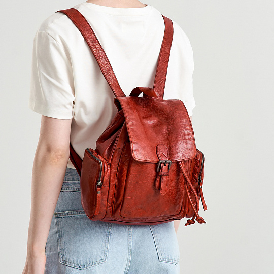 Рюкзак Dr.Koffer из натуральной кожи красный