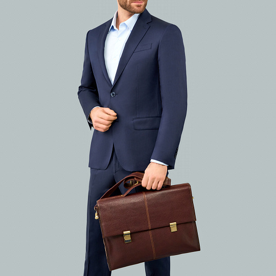 Портфель Dr.Koffer из натуральной кожи темно-коричневый