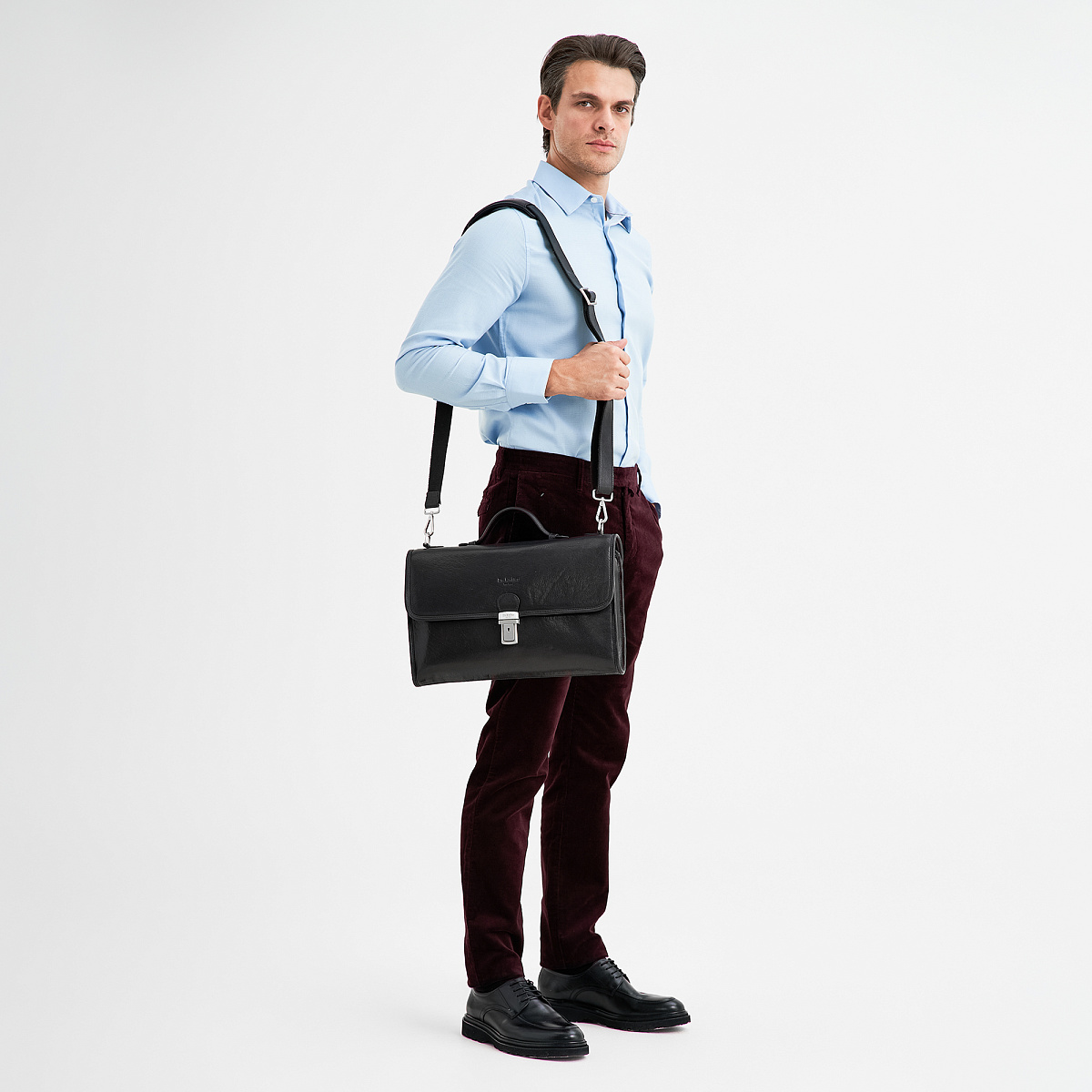 Портфель Dr.Koffer из натуральной кожи черный