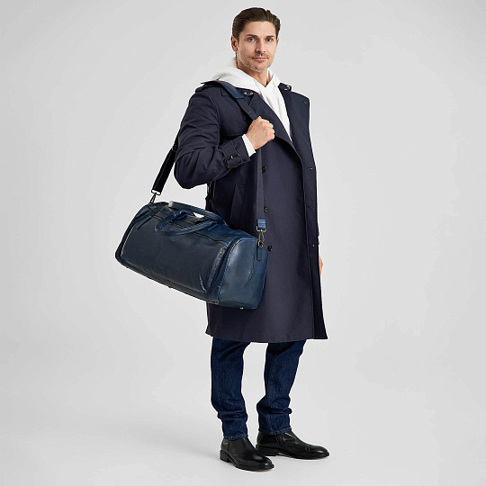 Сумка дорожная Dr.Koffer из натуральной кожи синяя