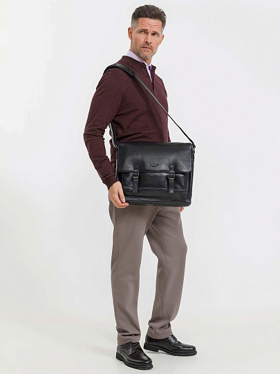 Деловая сумка Dr.Koffer из натуральной кожи черная