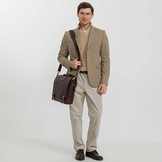 Портфель Dr.Koffer из натуральной кожи темно-коричневый