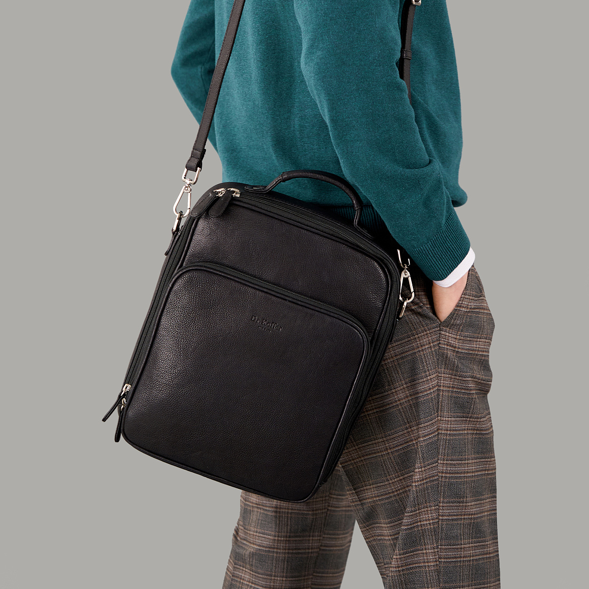 Сумка через плечо Dr.Koffer из натуральной кожи черная