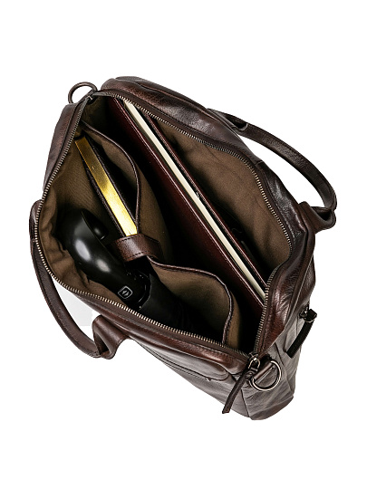 Деловая сумка Dr.Koffer из натуральной кожи темно-коричневая
