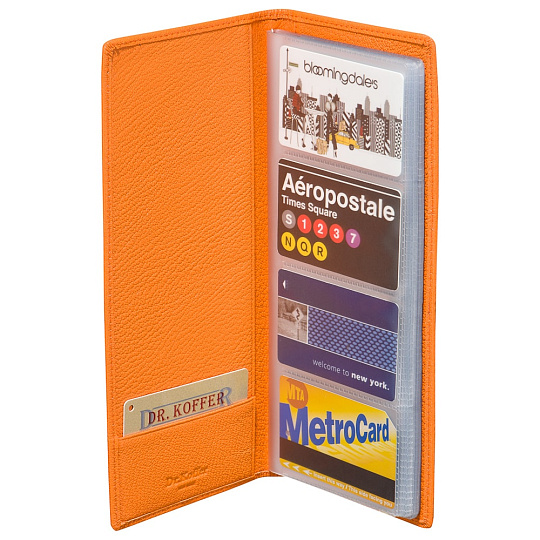 Визитница Dr.Koffer из натуральной кожи оранжевая
