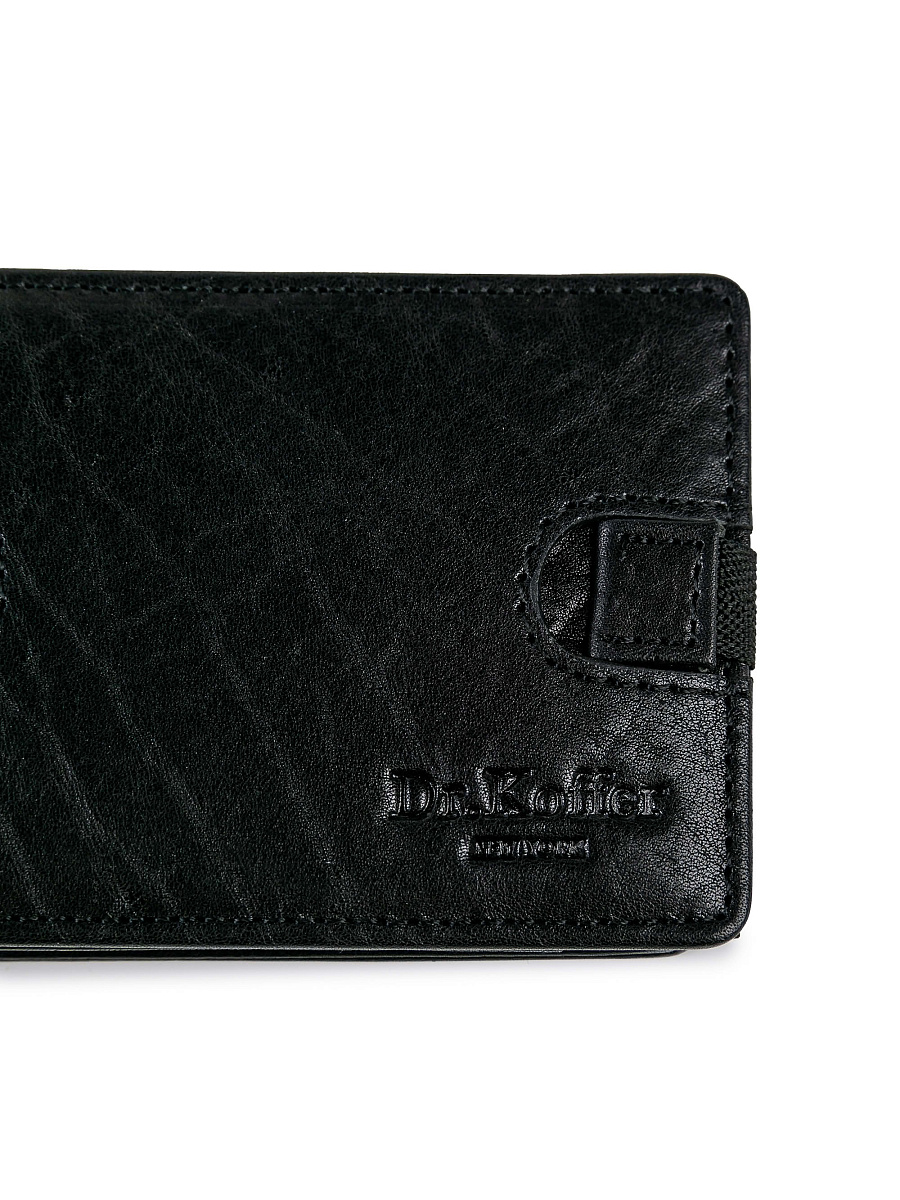 Зажим для денег Dr.Koffer из натуральной кожи черный