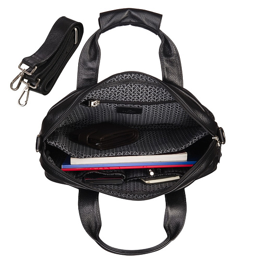 Черная кожаная сумка для документов Dr.Koffer P402583-220-04