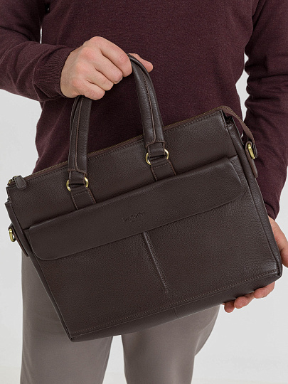 Деловая сумка Dr.Koffer из натуральной кожи темно-коричневая