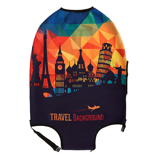 Чехол для чемодана M Dr.Koffer multi с рисунком"TRAVEL"