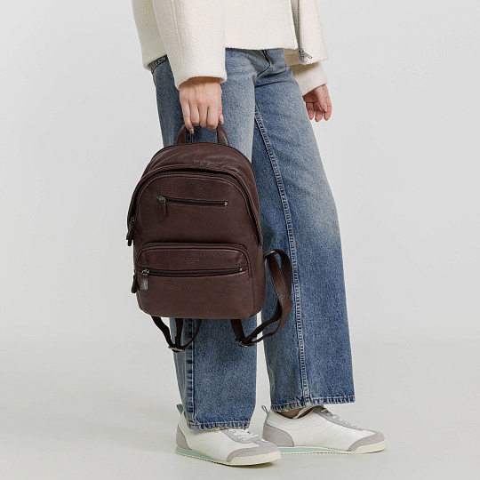 Рюкзак Dr.Koffer из натуральной кожи темно-коричневый