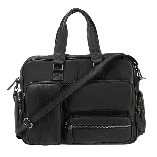 Деловая сумка Dr.Koffer из натуральной кожи черная