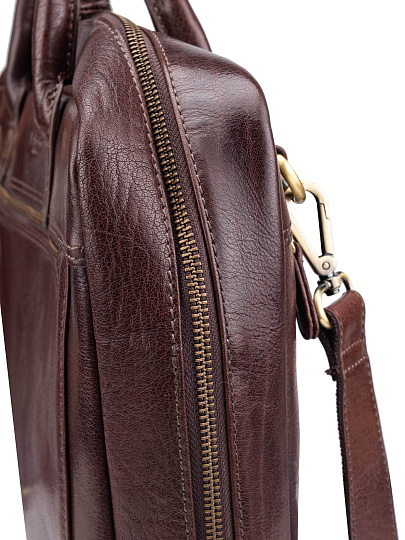 Деловая сумка Dr.Koffer из натуральной кожи темно-коричневая