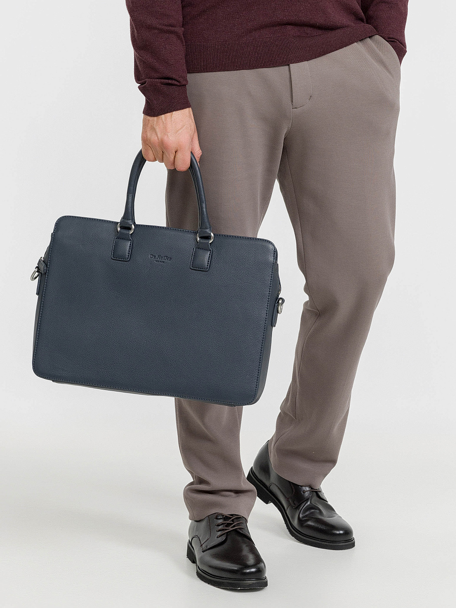Деловая сумка Dr.Koffer из натуральной кожи синяя