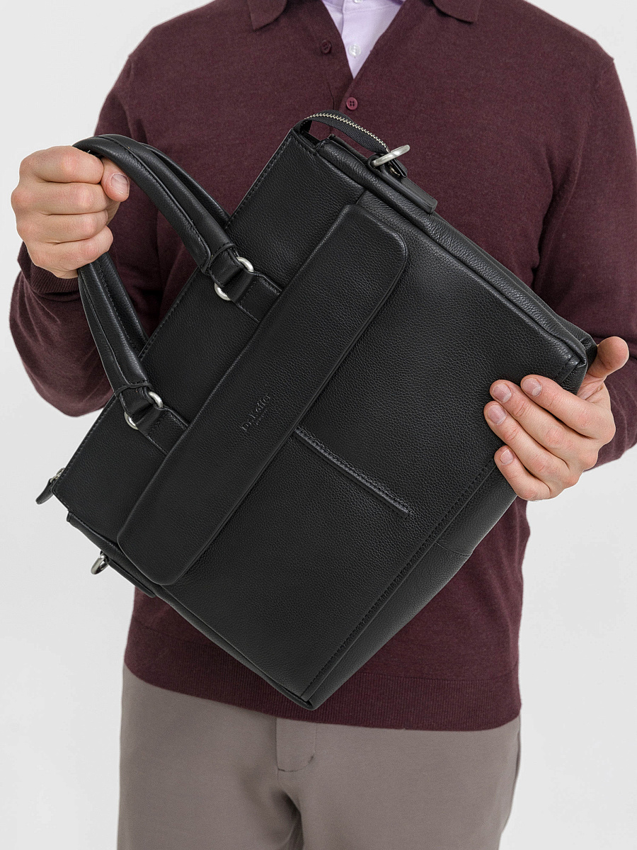 Деловая сумка Dr.Koffer из натуральной кожи черная