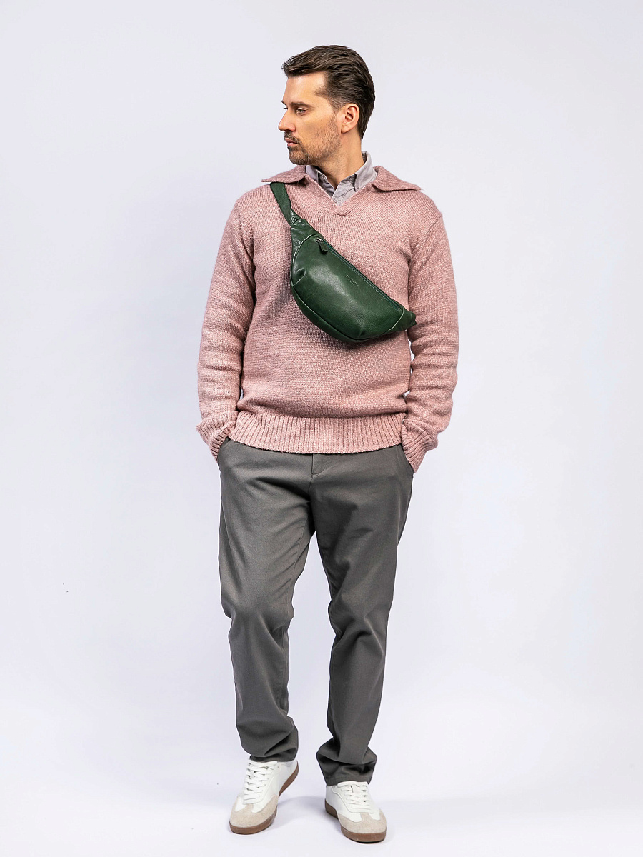 Сумка на пояс Dr. Koffer из натуральной кожи зеленая