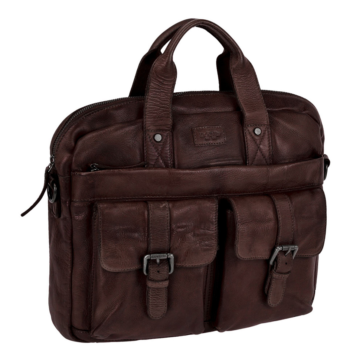 Деловая сумка Dr.Koffer из натуральной кожи темно-коричневая