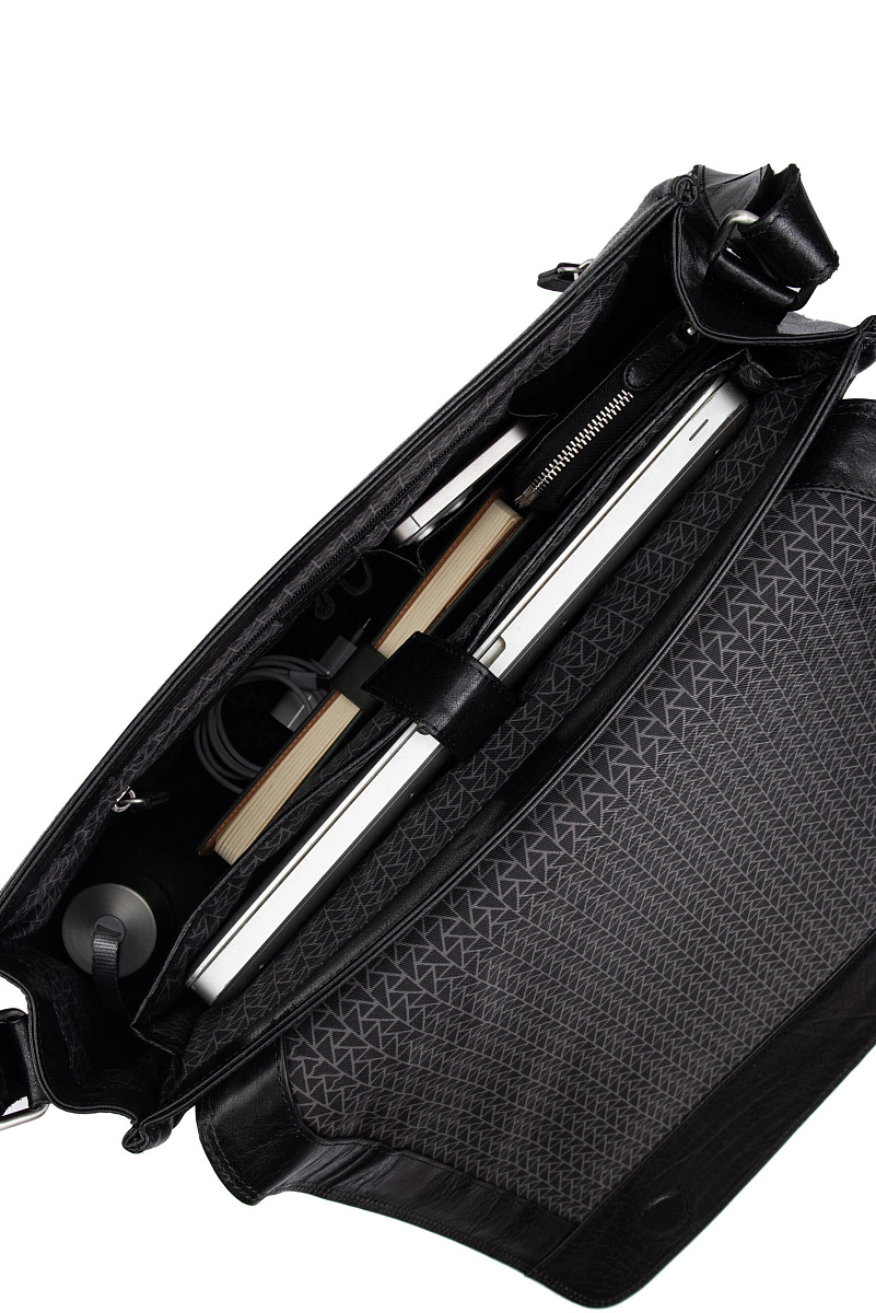 Деловая сумка Dr.Koffer из натуральной кожи черная