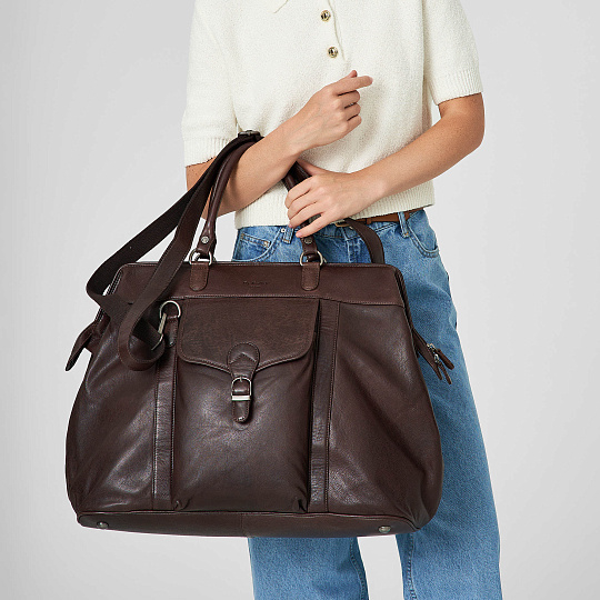 Сумка дорожная Dr.Koffer из натуральной кожи коричневая