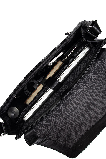 Деловая сумка Dr.Koffer из натуральной кожи черная