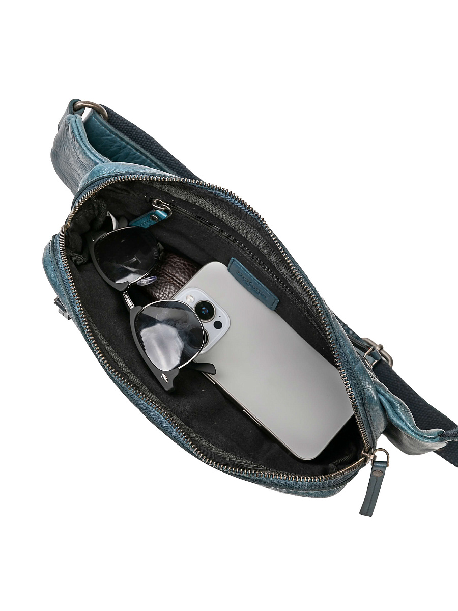Сумка на пояс Dr. Koffer из натуральной кожи синяя