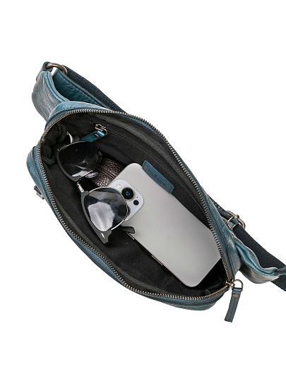 Сумка на пояс Dr. Koffer из натуральной кожи синяя