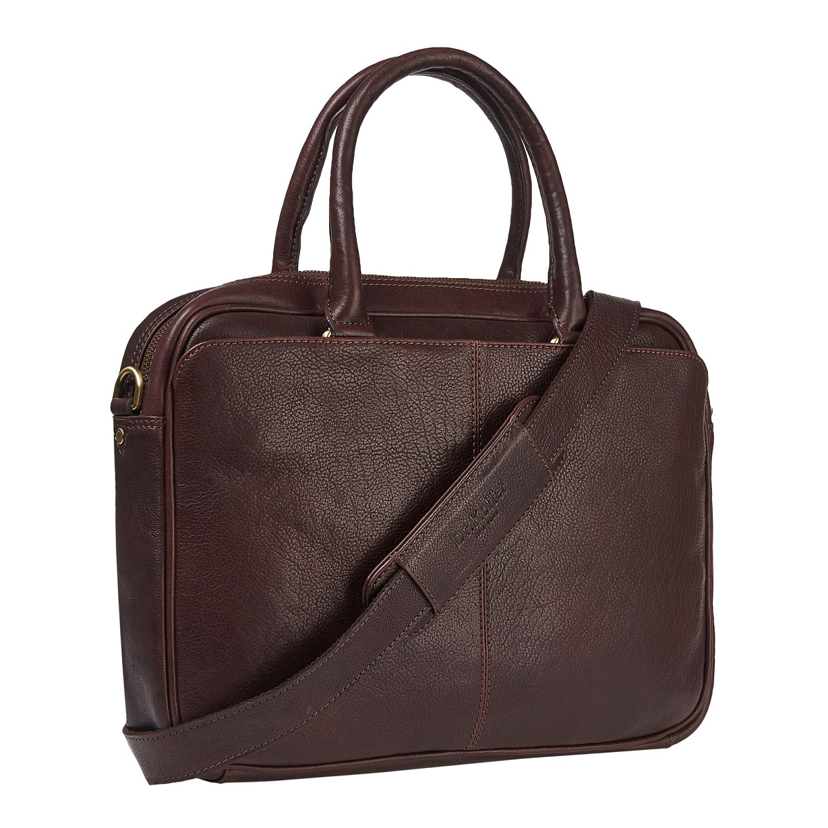 Деловая сумка Dr.Koffer из натуральной кожи темно-коричневая