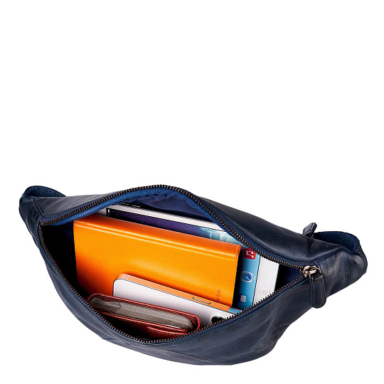 Сумка на пояс Dr. Koffer из натуральной кожи синяя