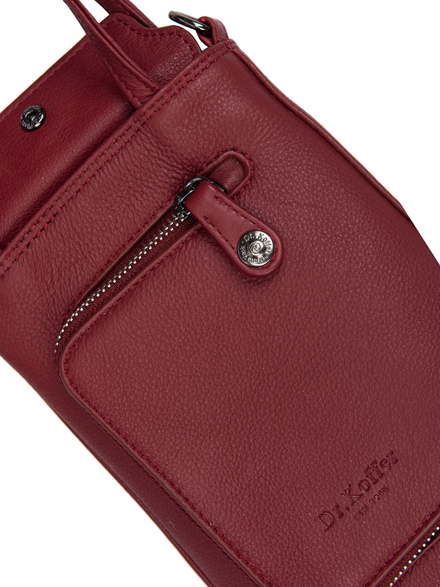 Сумка через плечо Dr.Koffer из натуральной кожи бордовая