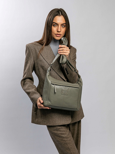 Сумка через плечо Dr.Koffer из натуральной кожи серая