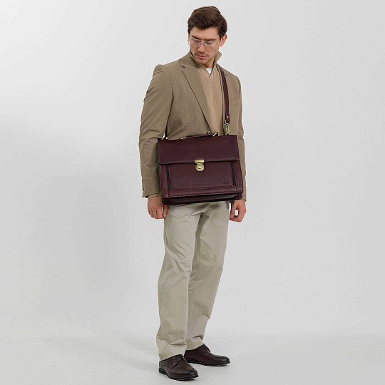 Портфель Dr.Koffer из натуральной кожи темно-коричневый