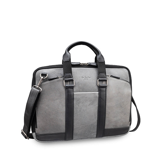 Деловая сумка Dr.Koffer из натуральной кожи серая