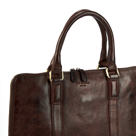 Деловая сумка Dr.Koffer из натуральной кожи темно-коричневая