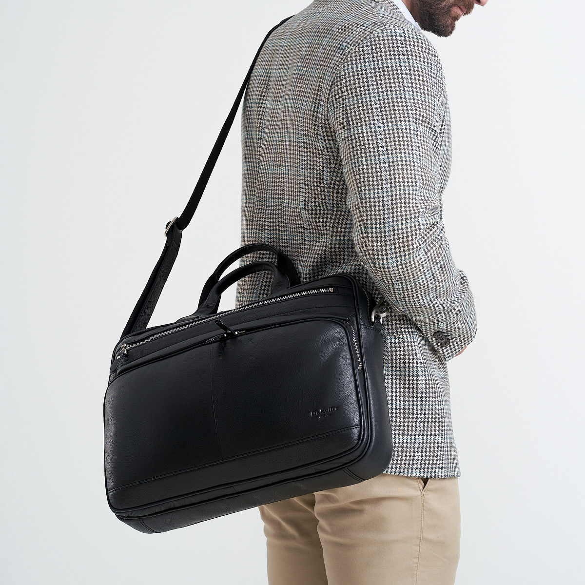 Деловая сумка Dr.Koffer из натуральной кожи черная