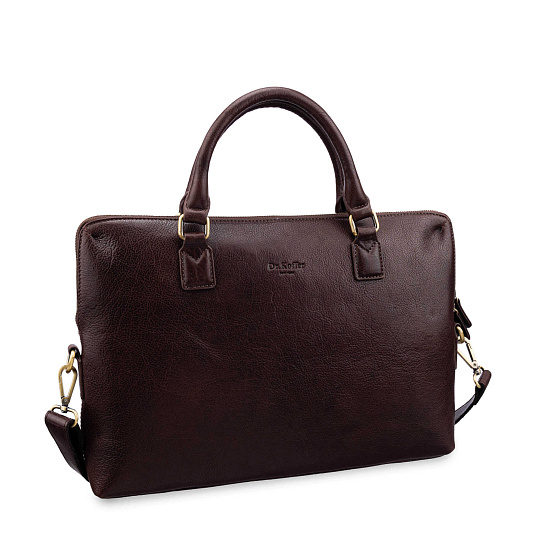 Деловая сумка Dr.Koffer из натуральной кожи темно-коричневая