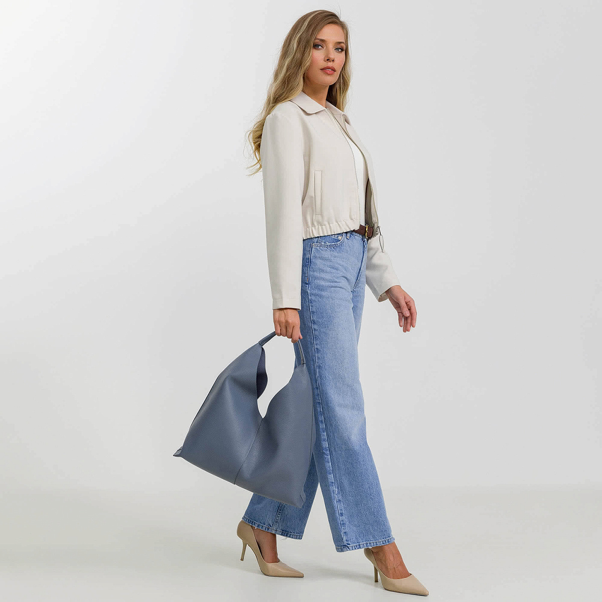 Женская сумка Dr.Koffer из натуральной кожи серая