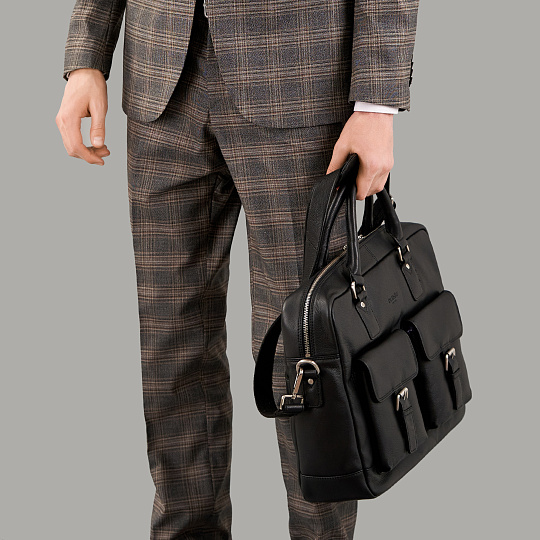 Деловая сумка Dr.Koffer из натуральной кожи черная