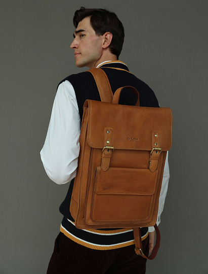 Рюкзак Dr.Koffer из натуральной кожи светло-коричневый