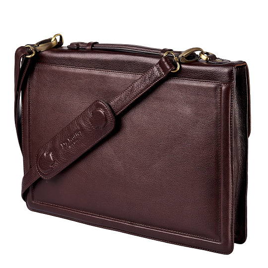 Портфель Dr.Koffer из натуральной кожи темно-коричневый