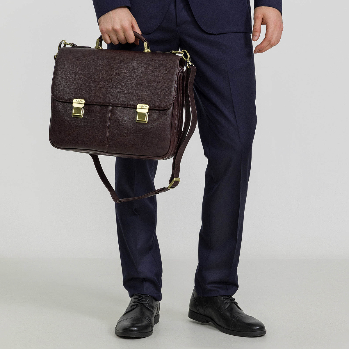 Портфель Dr.Koffer из натуральной кожи темно-коричневый