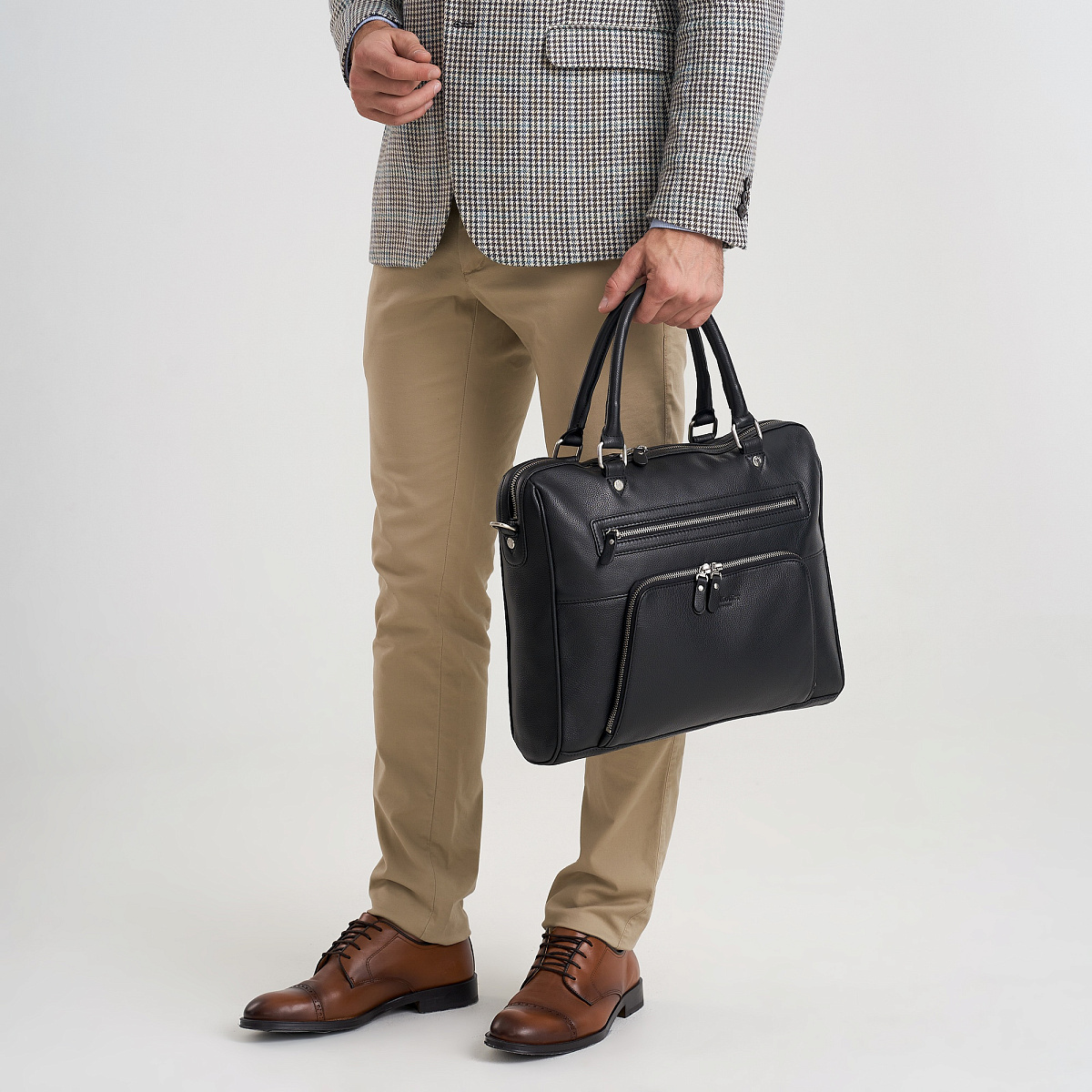 Деловая сумка Dr.Koffer из натуральной кожи черная