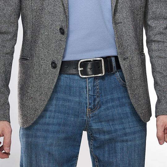 Ремень Dr. Koffer из натуральной кожи черный