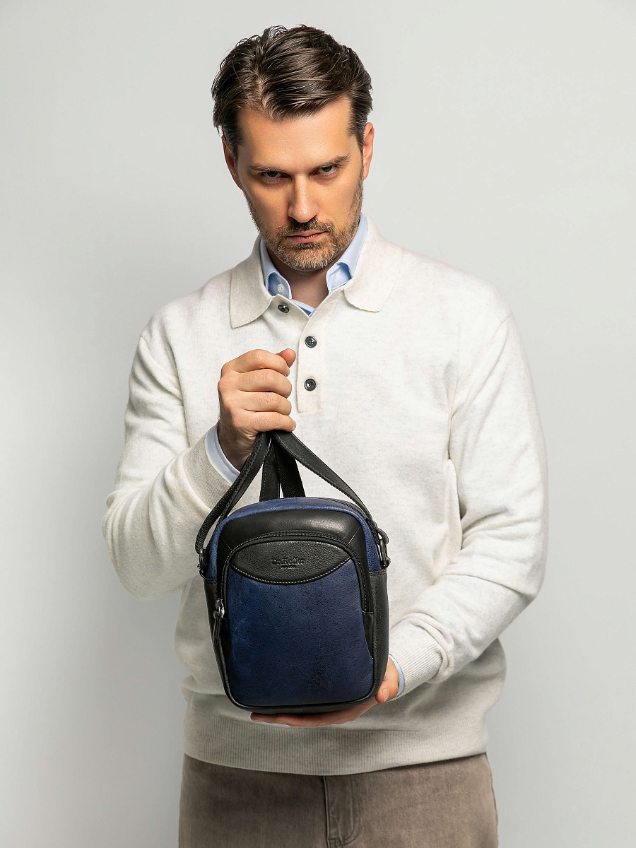 Сумка через плечо Dr.Koffer из натуральной кожи синяя