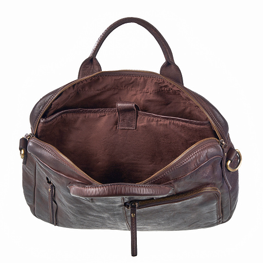 Деловая сумка Dr.Koffer из натуральной кожи темно-коричневая