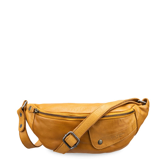 Сумка на пояс Dr. Koffer из натуральной кожи желтая