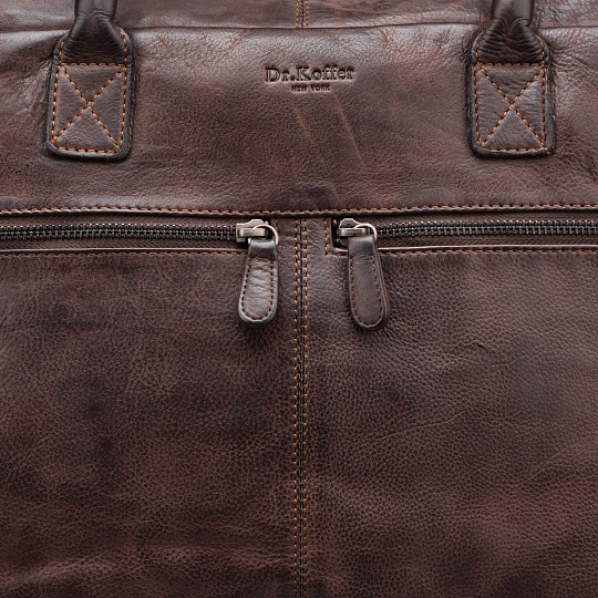 Деловая сумка Dr.Koffer из натуральной кожи темно-коричневая